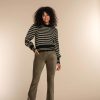 Vrouwen Geisha Fashion | Geisha Dames Flared Corduroy Broek 31658-20 Army