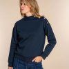 Vrouwen Geisha Fashion | Geisha Dames Sweater Met Knopen 32834-41 Navy