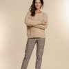 Vrouwen Geisha Fashion | Geisha Checkered Slim Fit Pantalon 21890-99 Sand