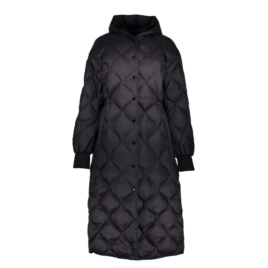 Vrouwen Geisha Fashion | Geisha Dames Lange Puffer Jas 38501-10 Zwart