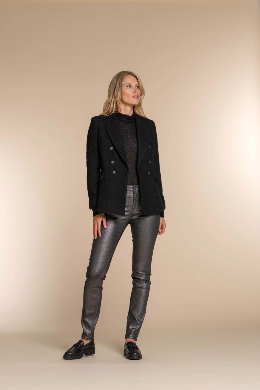 Vrouwen Geisha Fashion | Geisha Dames Coated Skinny Jeans 31805-10 Silver