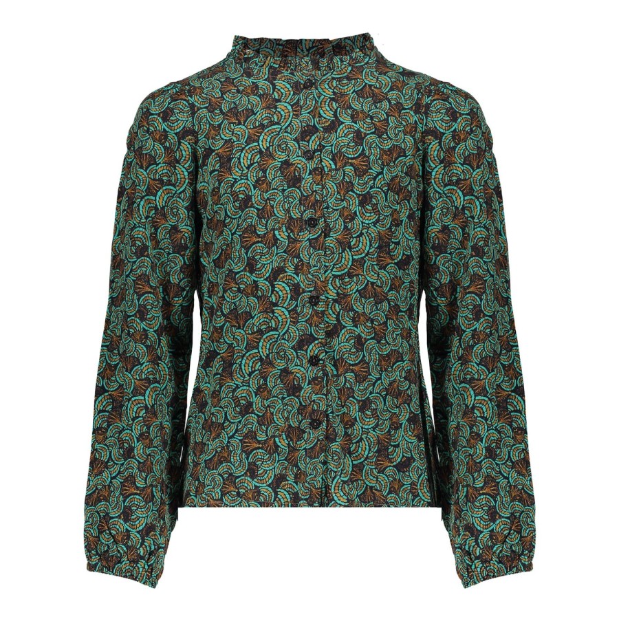 Meisjes Geisha Fashion | Geisha Meisjes Blouse Met Paisley Print 33573K-60 Emerald