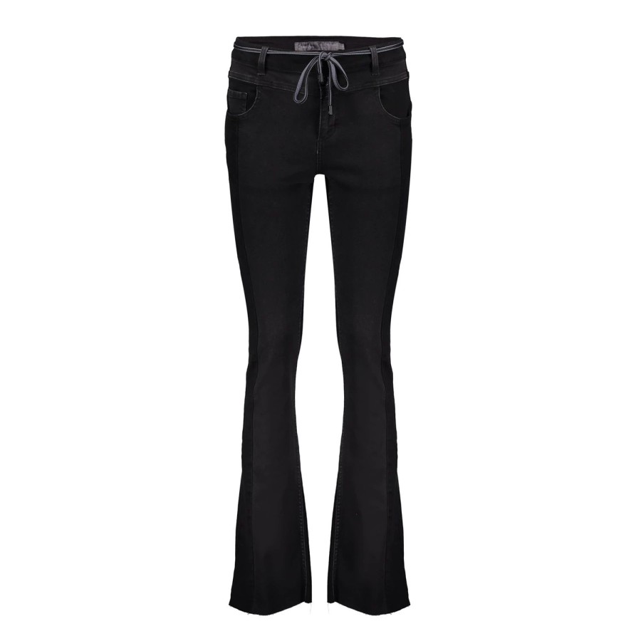 Vrouwen Geisha Fashion | Geisha Dames Flared Jeans Met Ceintuur 31519-10 Zwart