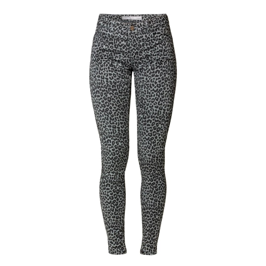 Vrouwen Geisha Fashion | Geisha Slimfit Leopard Jeans 91655-80 Anthracite