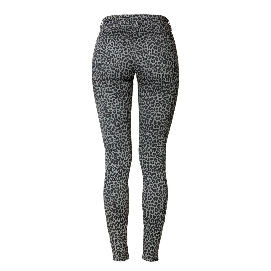 Vrouwen Geisha Fashion | Geisha Slimfit Leopard Jeans 91655-80 Anthracite