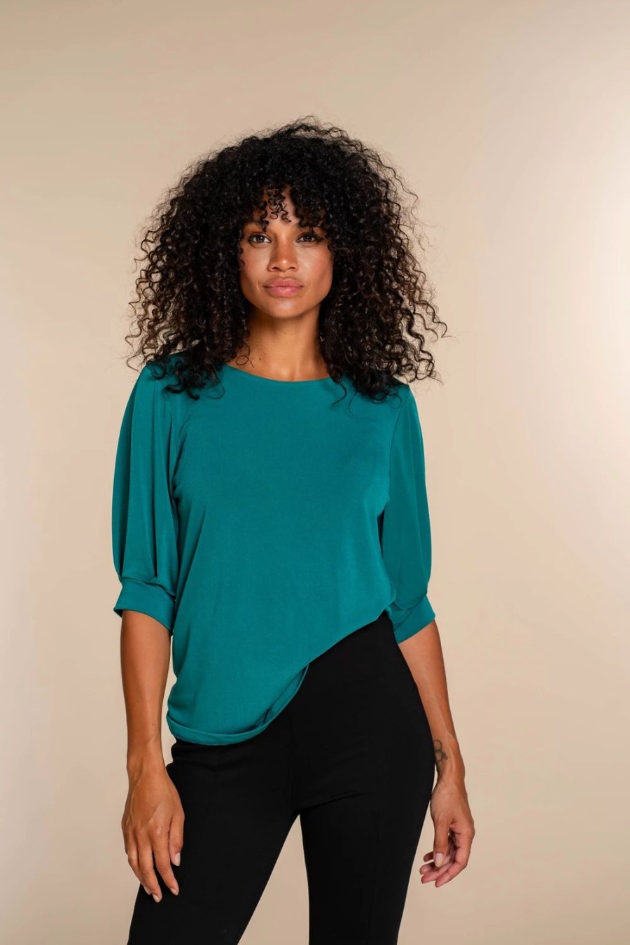 Vrouwen Geisha Fashion | Geisha Dames Top Met Gepofte Mouwen 33570-60 Emerald