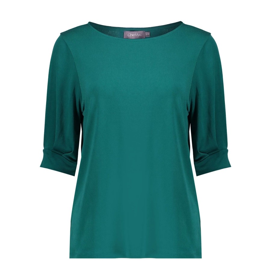 Vrouwen Geisha Fashion | Geisha Dames Top Met Gepofte Mouwen 33570-60 Emerald