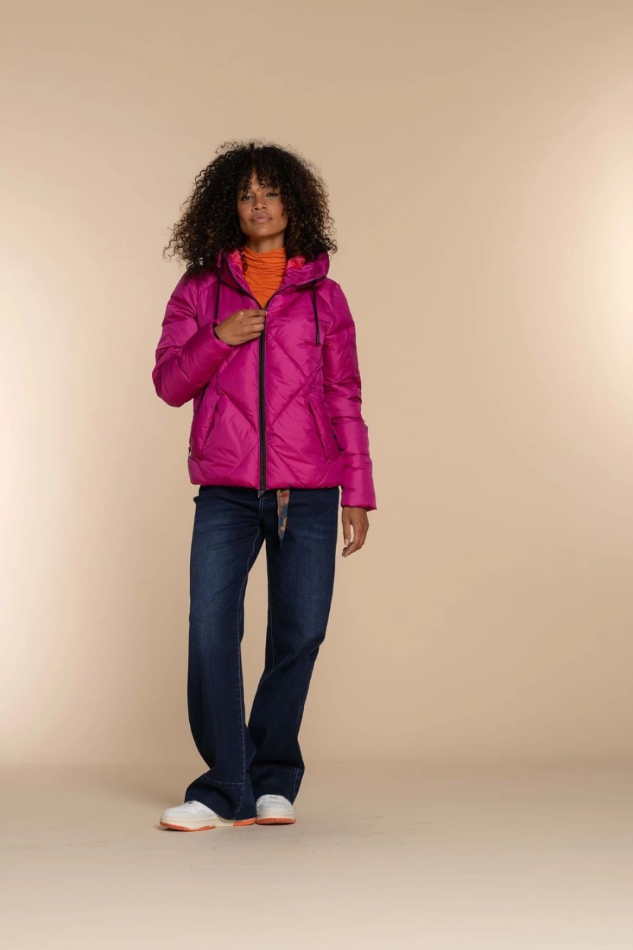 Vrouwen Geisha Fashion | Geisha Dames Korte Puffer Jas 38565-21 Fuchsia