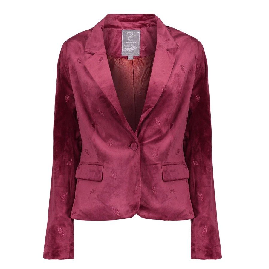 Vrouwen Geisha Fashion | Geisha Dames Velour Blazer 85513-10 Burgundy