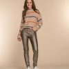 Vrouwen Geisha Fashion | Geisha Dames Gestreepte Trui 34590-14 Sand