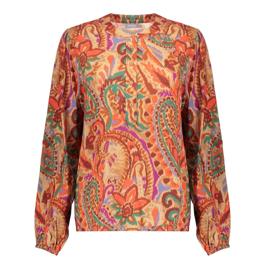 Vrouwen Geisha Fashion | Geisha Dames Top Paisley Print 33697-20 Mauve