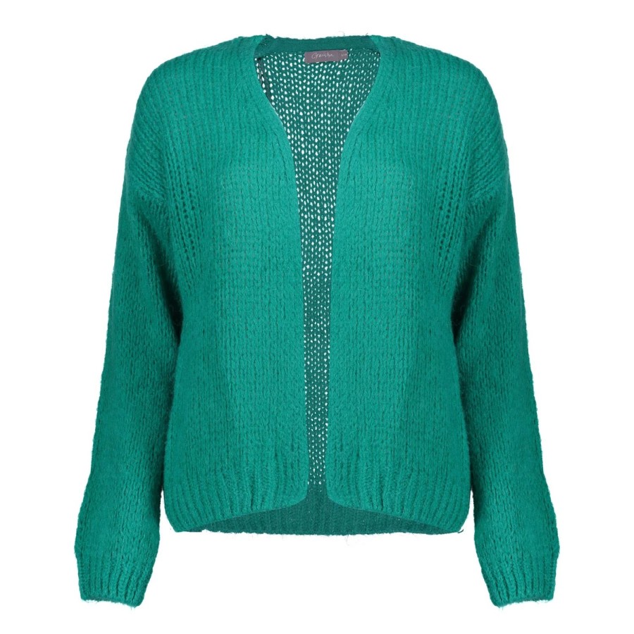 Vrouwen Geisha Fashion | Geisha Dames Gebreid Basic Vest 34577-70 Emerald