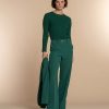 Vrouwen Geisha Fashion | Geisha Dames Ribgebreide Top 32610-41 Forest Green