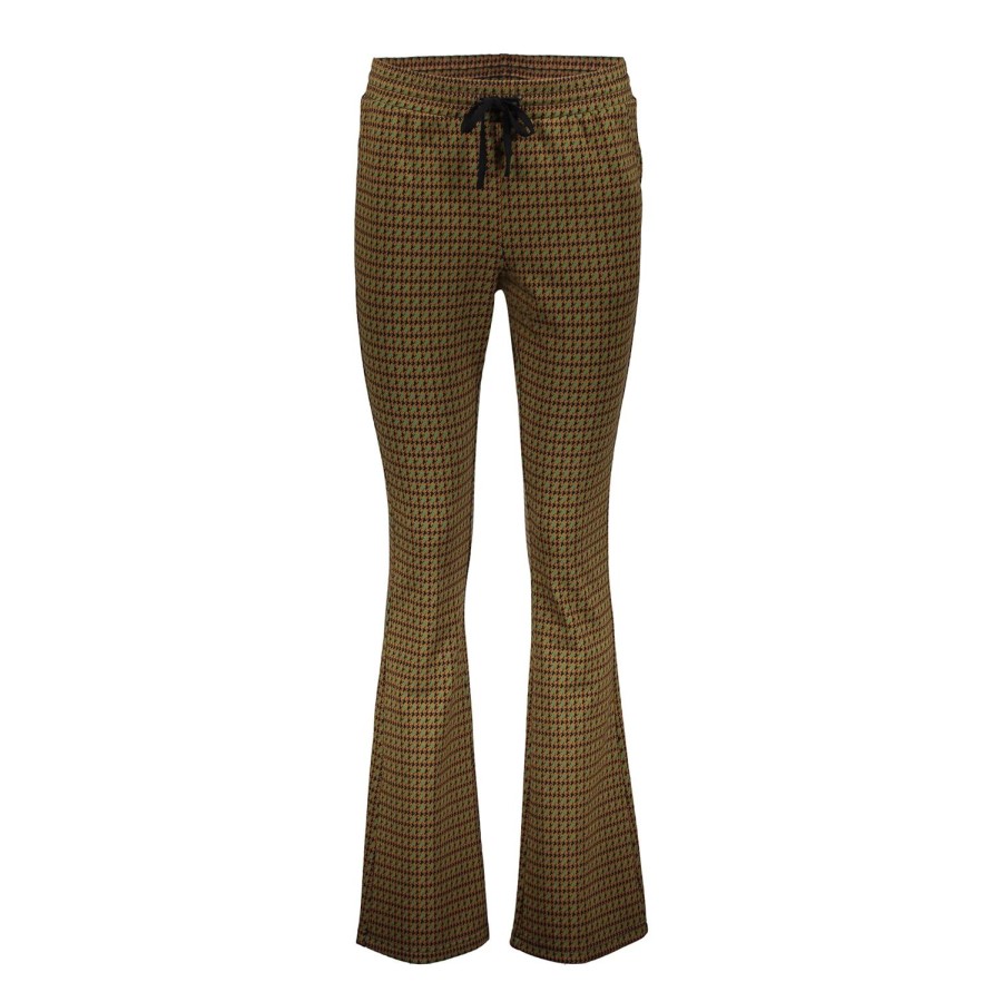 Vrouwen Geisha Fashion | Geisha Flared Broek Pied-De-Poule 21882-21 Zwart