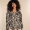 Vrouwen Geisha Fashion | Geisha Dames Blouse Met Print 33870-21 Zwart