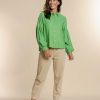 Vrouwen Geisha Fashion | Geisha Blouse Raglan/Balloon Sleeves 23550-81 Groen