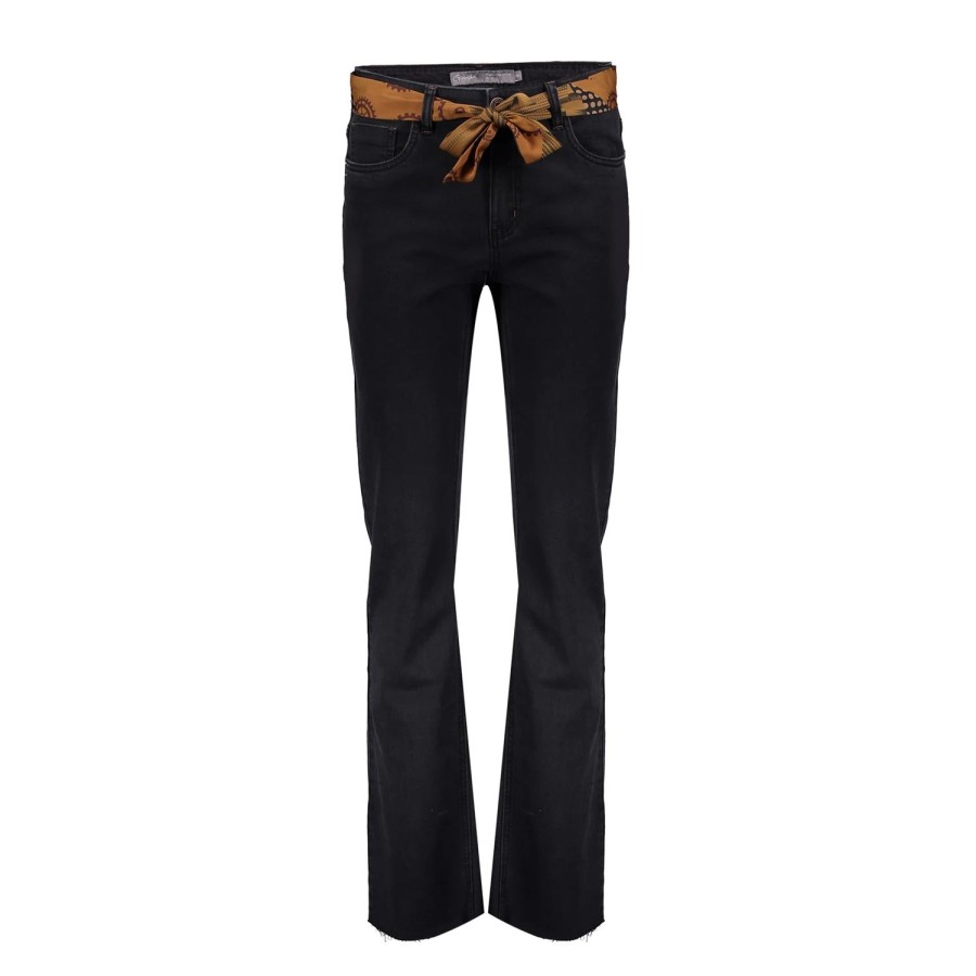 Vrouwen Geisha Fashion | Geisha Dames Flared Jeans 31516-10 Black Denim