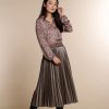 Vrouwen Geisha Fashion | Geisha Midi Pu Plisse Rok Lurex 06804-10 Bronze