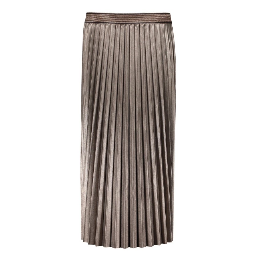 Vrouwen Geisha Fashion | Geisha Midi Pu Plisse Rok Lurex 06804-10 Bronze