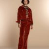 Vrouwen Geisha Fashion | Geisha Dames Corduroy Jas 35512-10 Cognac